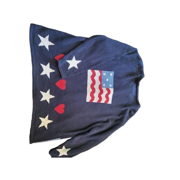 Quacker Factory Sweater Women's 2X Blue Embroidered Patriotic American Cities - Picture 2 of 6